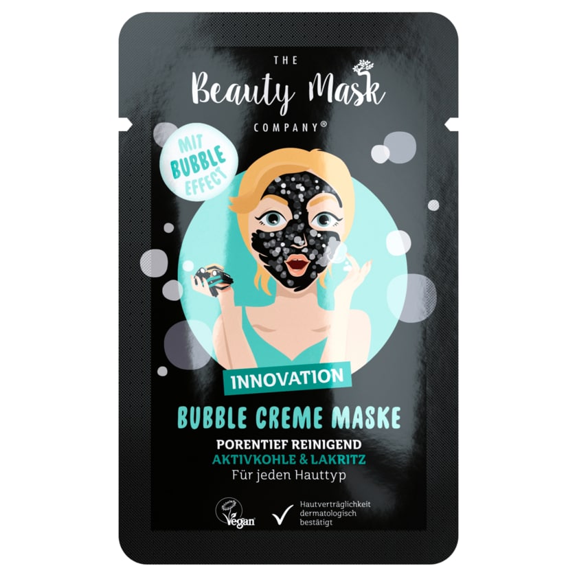 The Beauty Mask Company Bubble Creme Maske Aktivkohle & Lakritz vegan 1 Stück